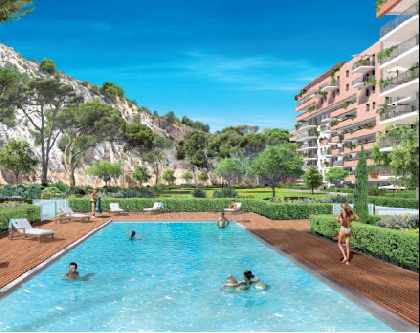 Rear gardens and pool
